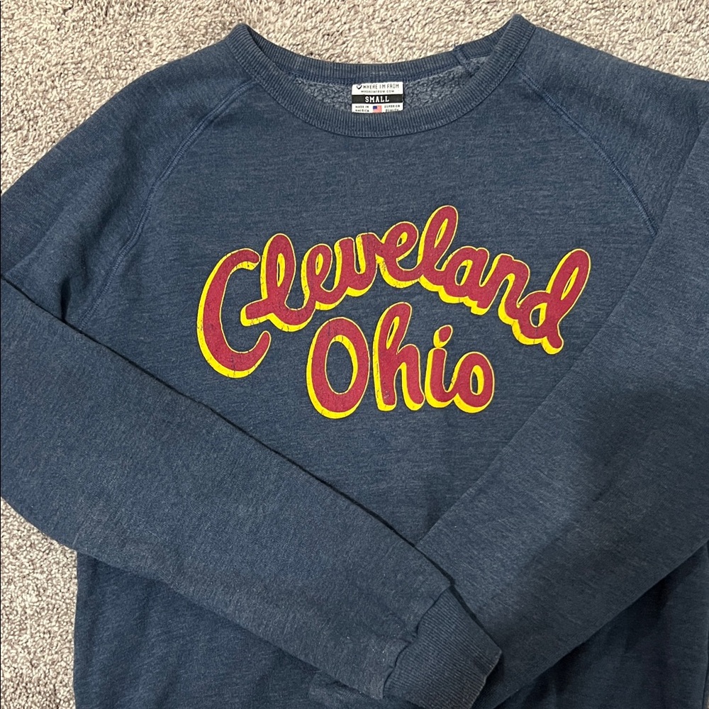 Where I’m From Navy w/ Red and Yellow “Cleveland Ohio”Long Crewneck Size Small